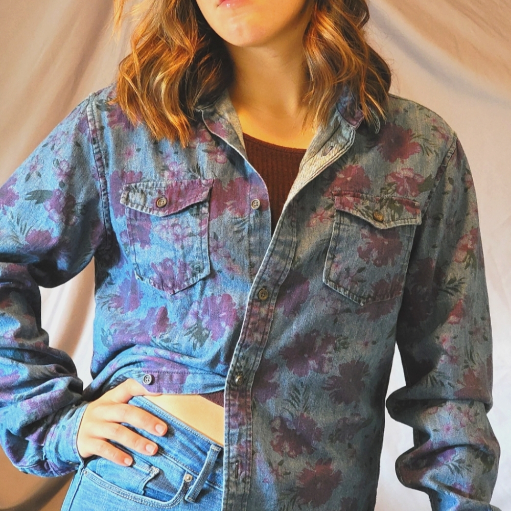 Zara Man floral long sleeve button up top